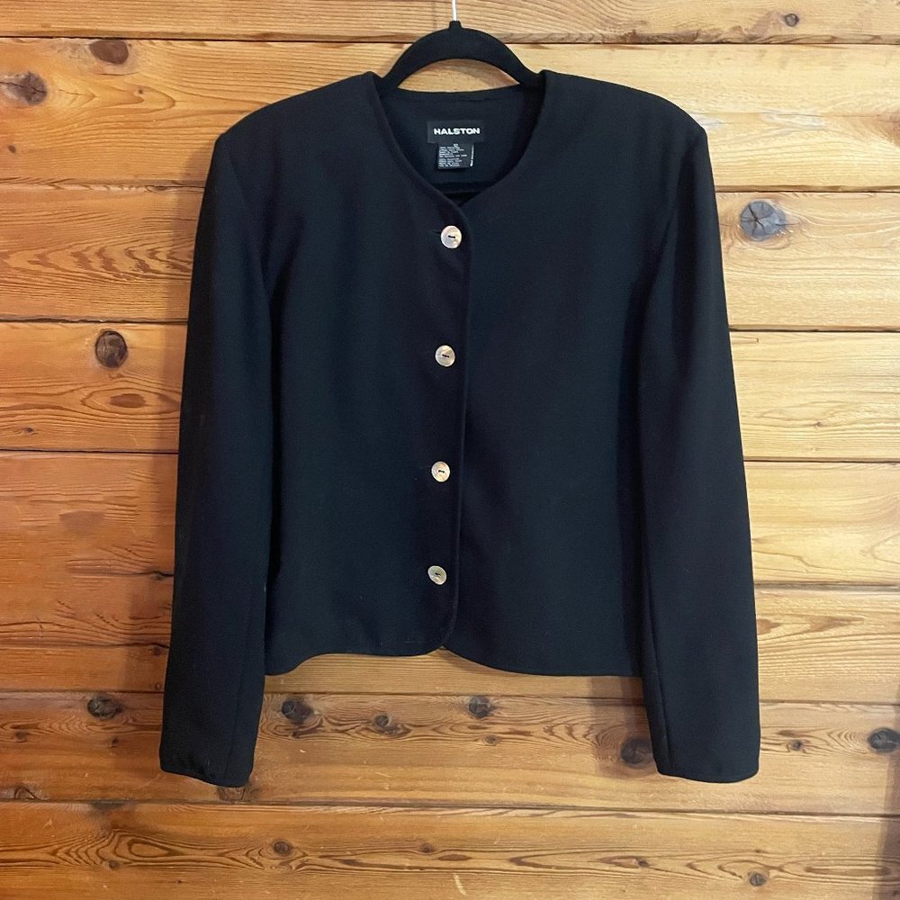 Halston Lined Button Down Blazer Jacket Size 12 - image 1